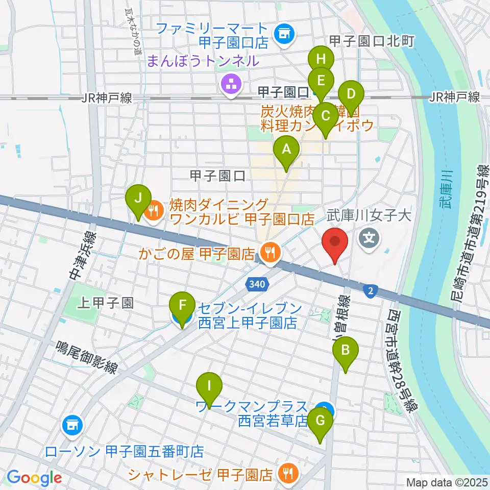ティー・フォー・トゥ音楽教室周辺のコンビニエンスストア一覧地図