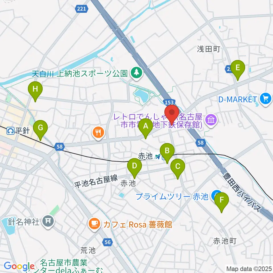 ロージィミュージック赤池校周辺のコンビニエンスストア一覧地図