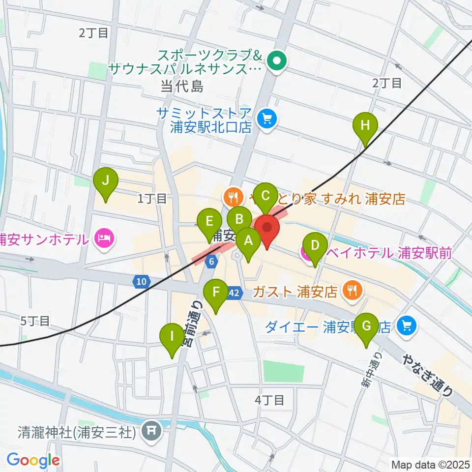 浦安ミュージックセンター周辺のコンビニエンスストア一覧地図