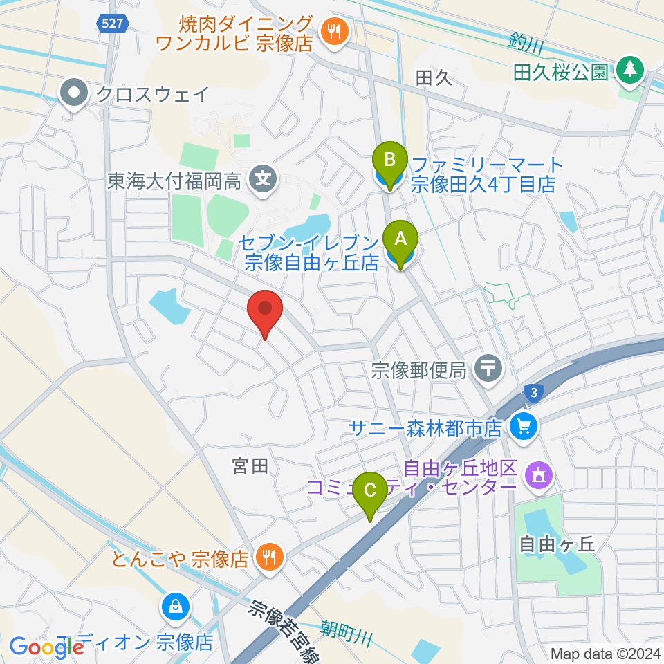 音のたね音楽教室周辺のコンビニエンスストア一覧地図