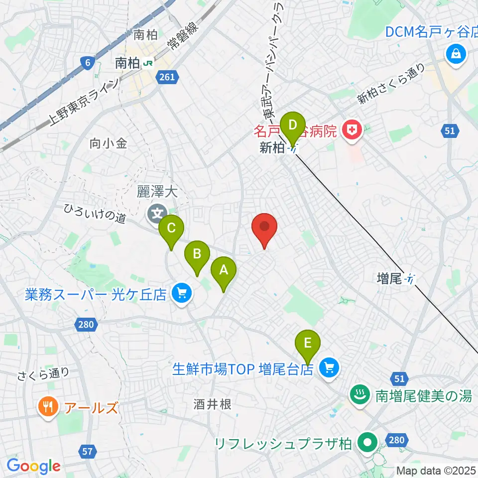 柳沢音楽教室周辺のコンビニエンスストア一覧地図