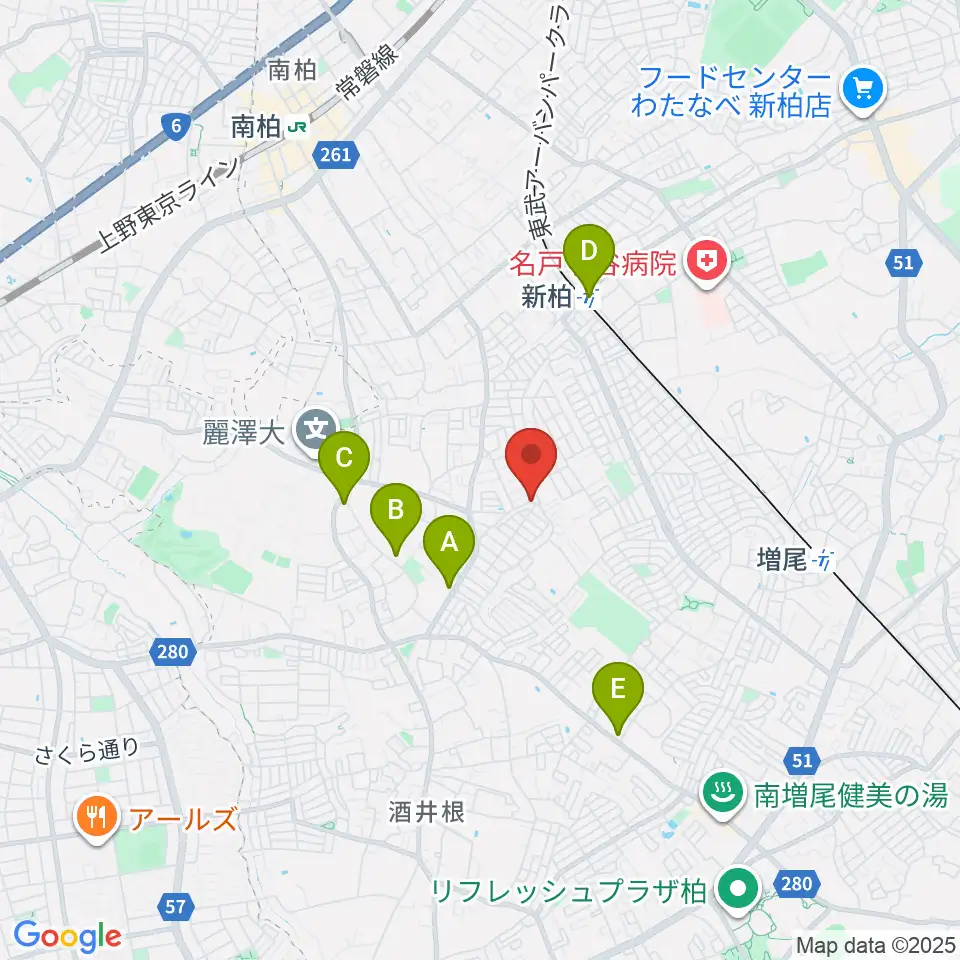 柳沢音楽教室周辺のコンビニエンスストア一覧地図