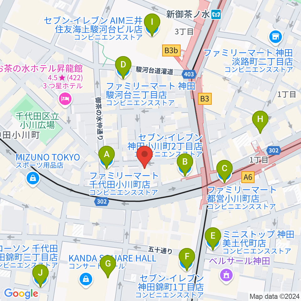 アキオ楽器周辺のコンビニエンスストア一覧地図