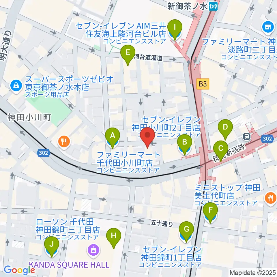 アキオ楽器周辺のコンビニエンスストア一覧地図