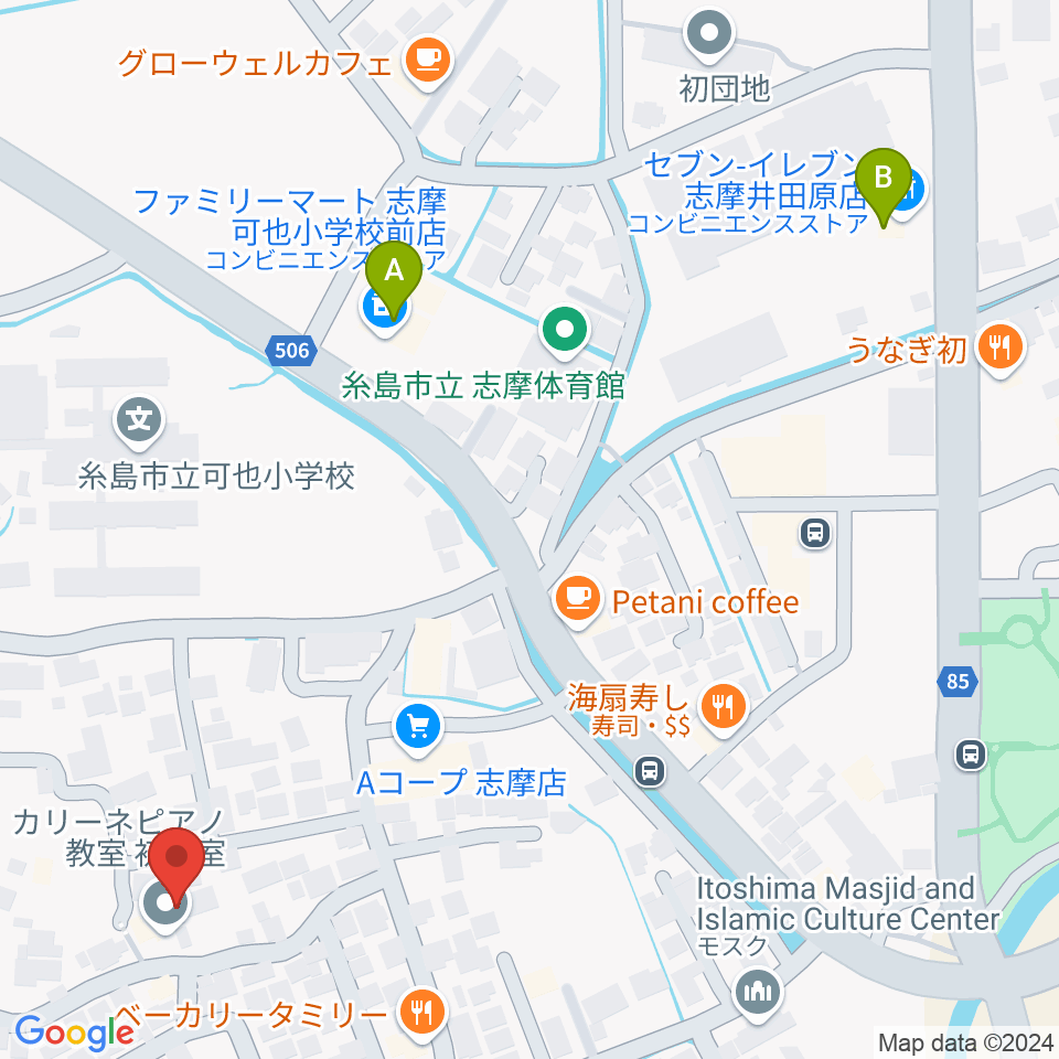 カリーネピアノ教室周辺のコンビニエンスストア一覧地図