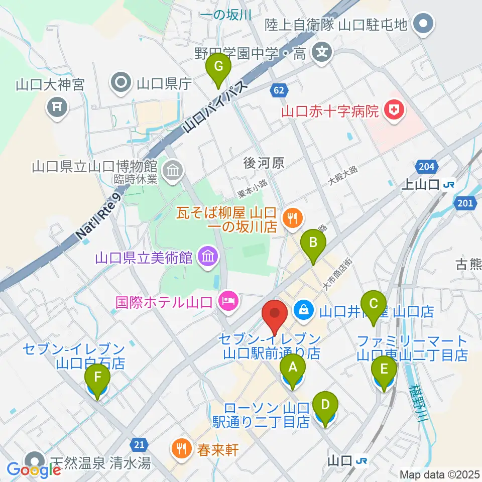 三好屋楽器 山口センター周辺のコンビニエンスストア一覧地図