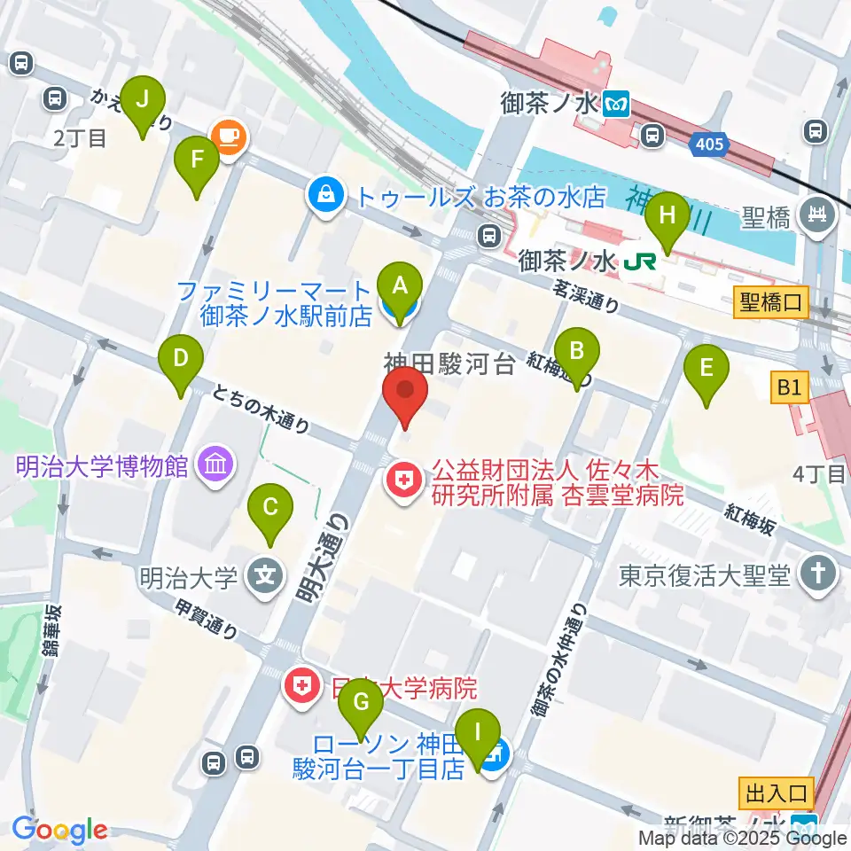 下倉楽器お茶の水本店周辺のコンビニエンスストア一覧地図