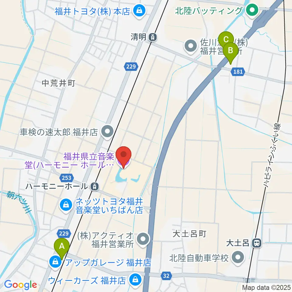 ハーモニーホールふくい 福井県立音楽堂周辺のコンビニエンスストア一覧地図
