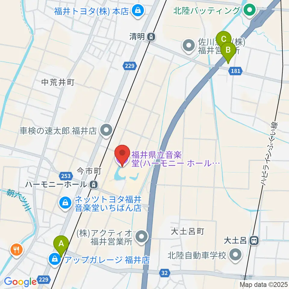 ハーモニーホールふくい 福井県立音楽堂周辺のコンビニエンスストア一覧地図