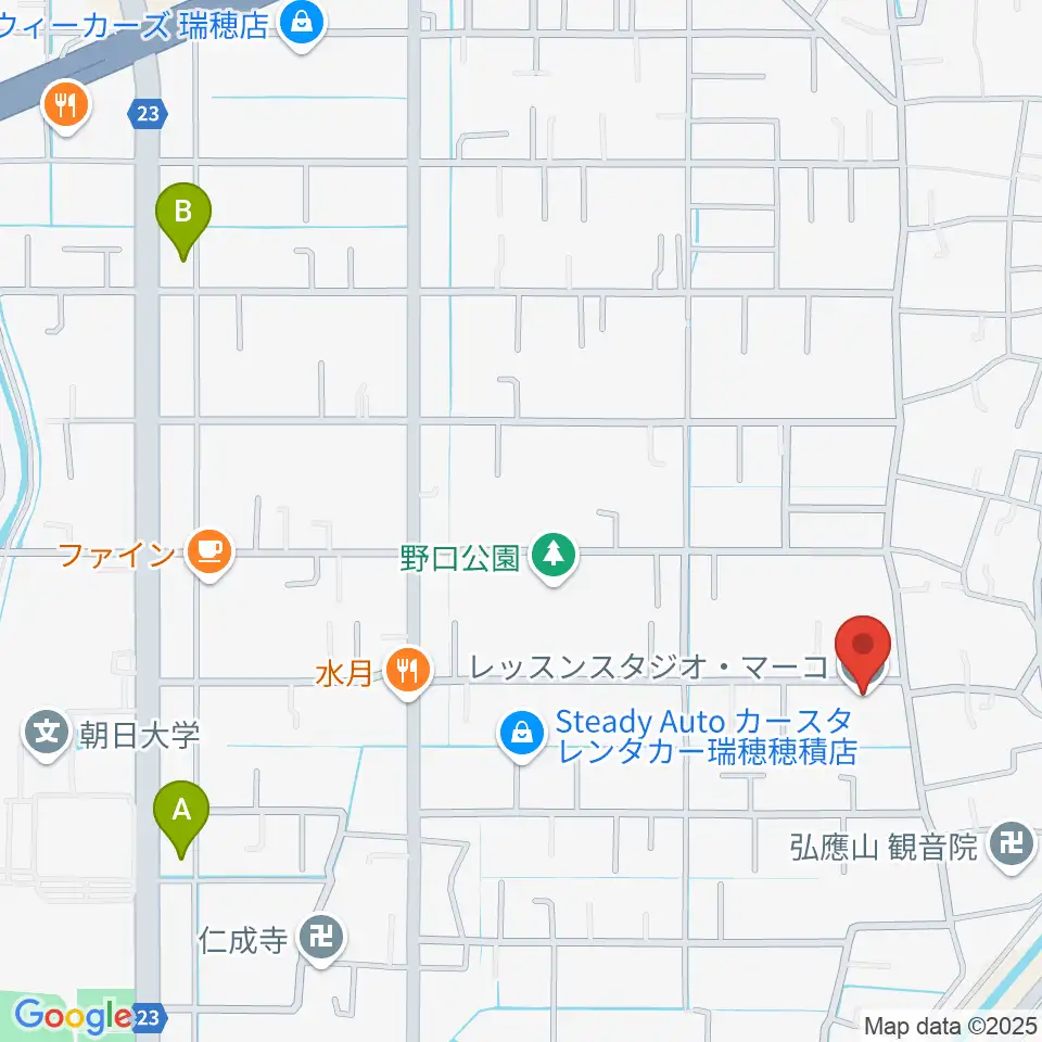 レッスンスタジオ・マーコ周辺のコンビニエンスストア一覧地図