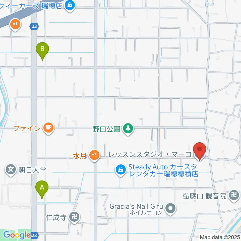 レッスンスタジオ・マーコ周辺のコンビニエンスストア一覧地図