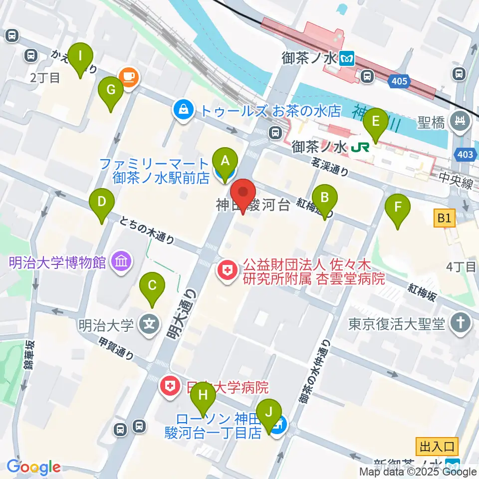 イシバシ楽器 御茶ノ水本店周辺のコンビニエンスストア一覧地図