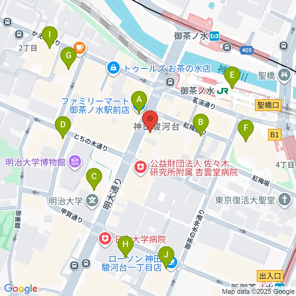 イシバシ楽器 御茶ノ水本店周辺のコンビニエンスストア一覧地図