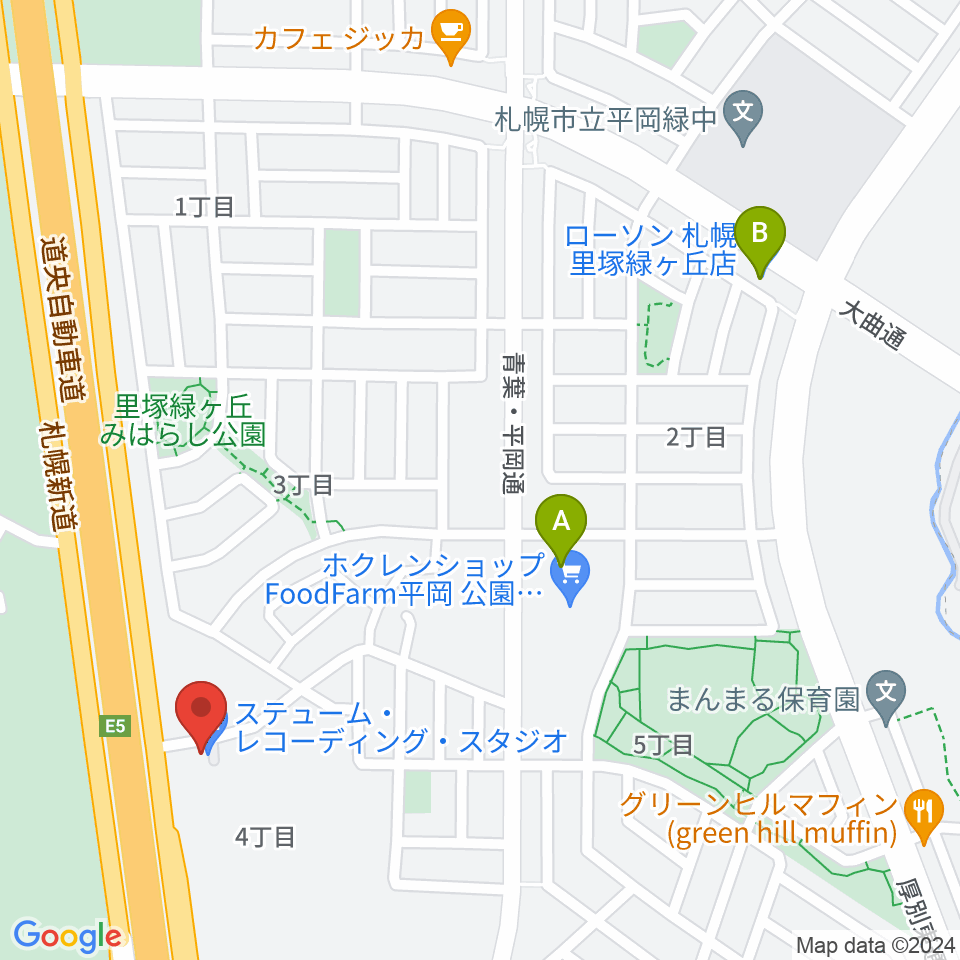 札幌ステュームスタジオ周辺のコンビニエンスストア一覧地図