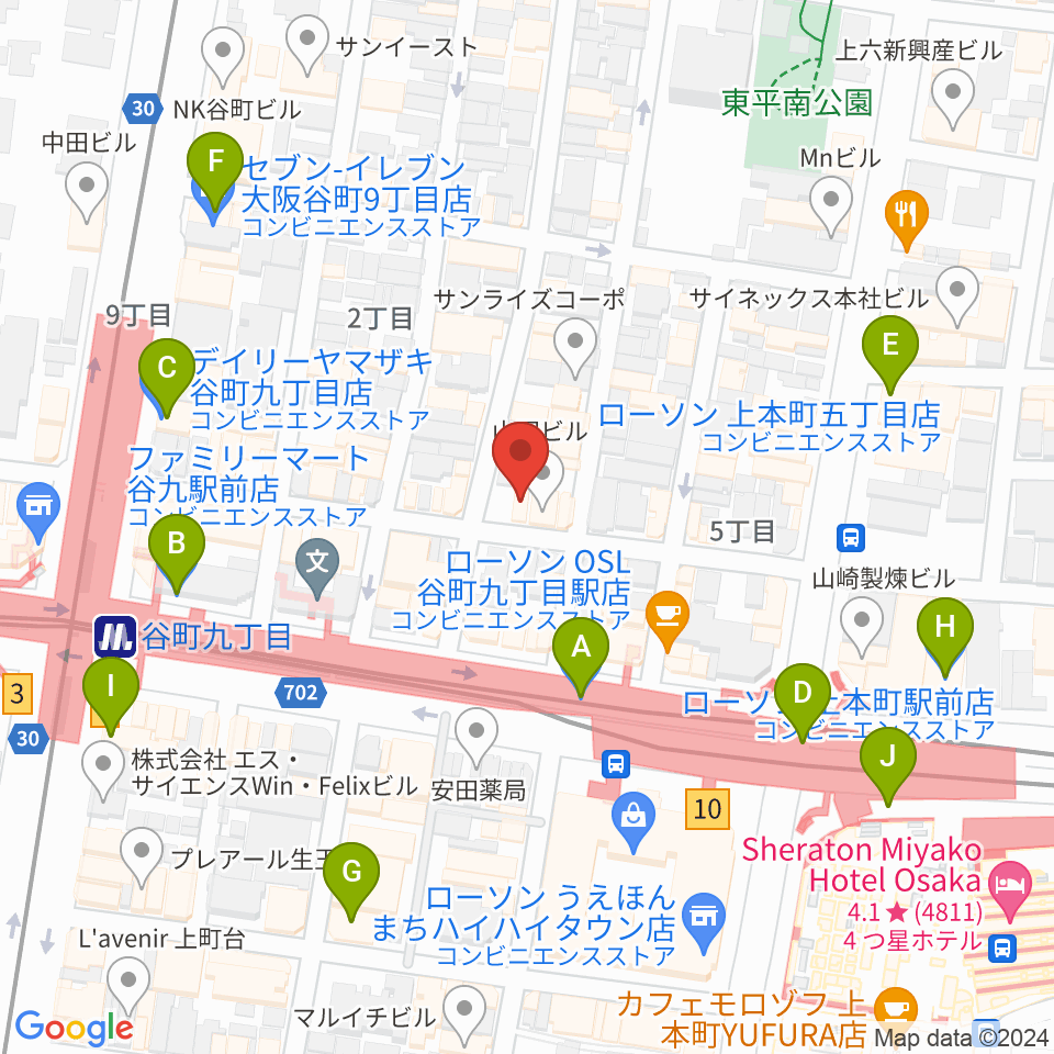 ドレミ音楽スクール上本町校周辺のコンビニエンスストア一覧地図