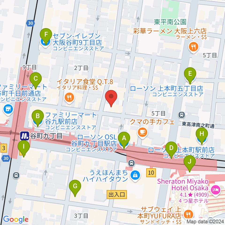 ドレミ音楽スクール上本町校周辺のコンビニエンスストア一覧地図