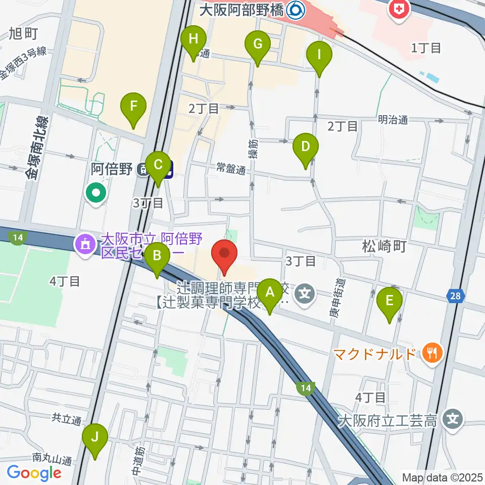 阿倍野ドレミ音楽教室周辺のコンビニエンスストア一覧地図