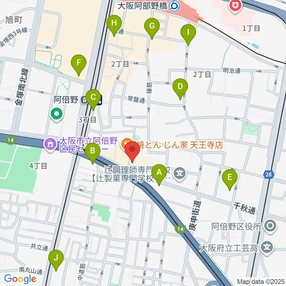 阿倍野ドレミ音楽教室周辺のコンビニエンスストア一覧地図