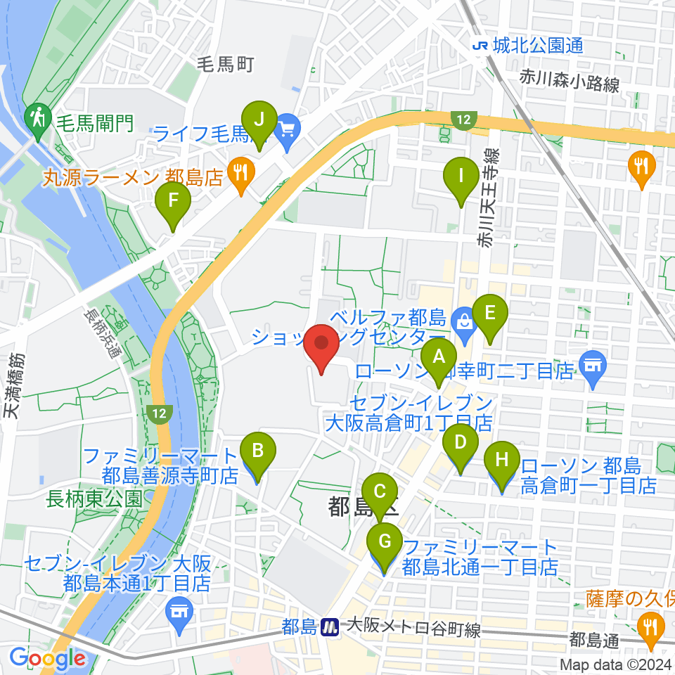 森音楽教室 都島教室周辺のコンビニエンスストア一覧地図