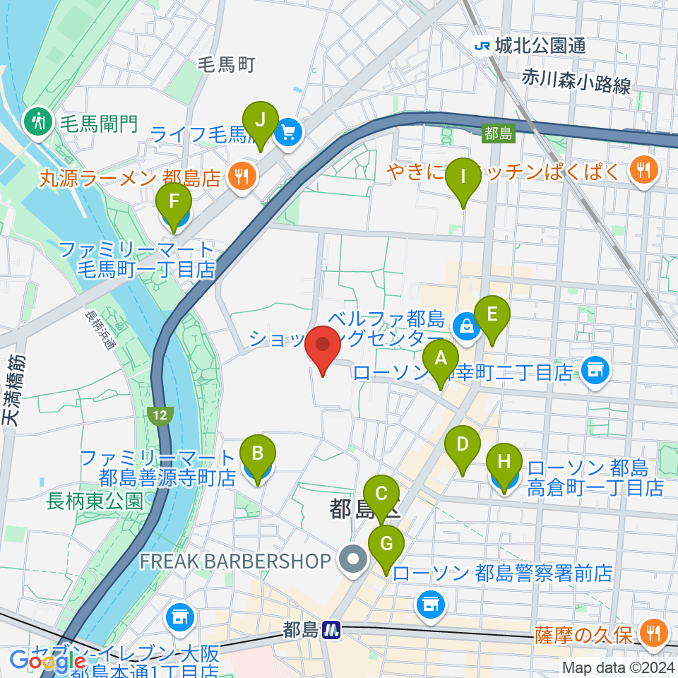 森音楽教室 都島教室周辺のコンビニエンスストア一覧地図