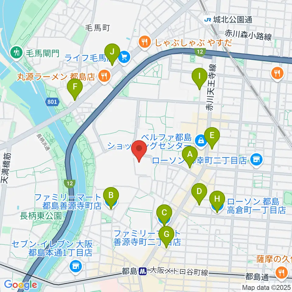 森音楽教室 都島教室周辺のコンビニエンスストア一覧地図