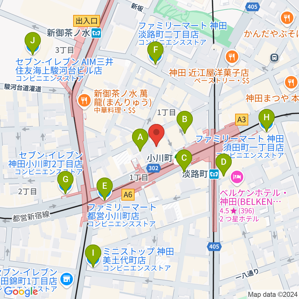 宮地楽器神田店周辺のコンビニエンスストア一覧地図