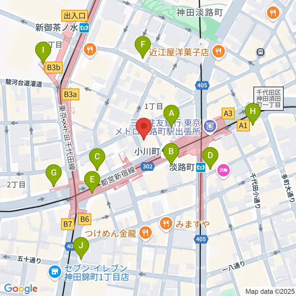 宮地楽器神田店周辺のコンビニエンスストア一覧地図