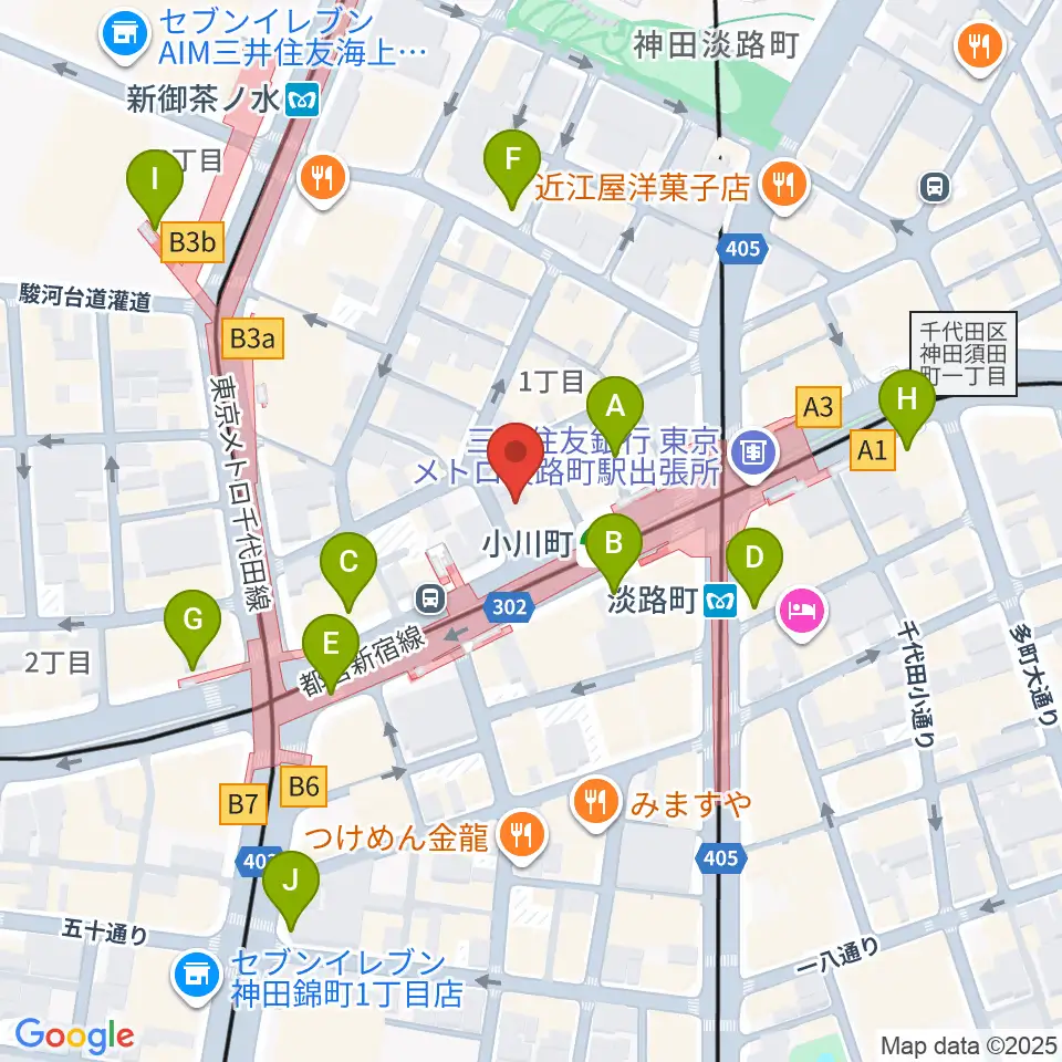 宮地楽器神田店周辺のコンビニエンスストア一覧地図