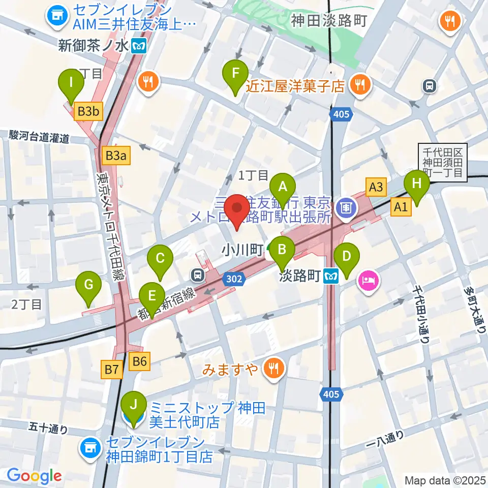 宮地楽器神田店周辺のコンビニエンスストア一覧地図