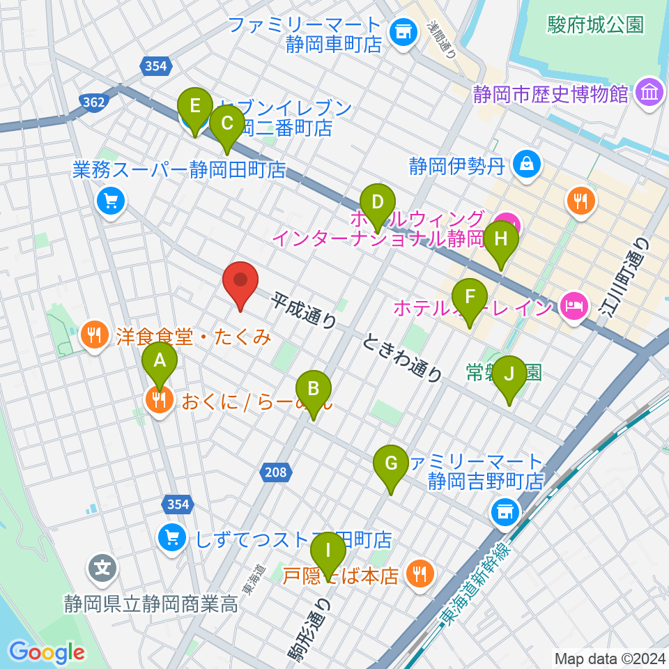 山崎音楽教室 七番町教室周辺のコンビニエンスストア一覧地図