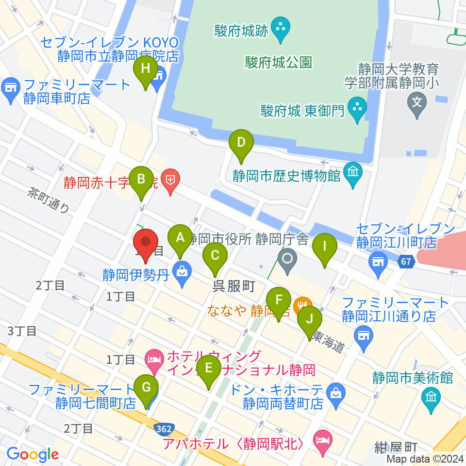 すみやグッディ おとサロン静岡呉服町周辺のコンビニエンスストア一覧地図