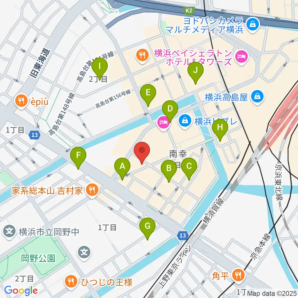 イシバシ楽器 横浜店周辺のコンビニエンスストア一覧地図