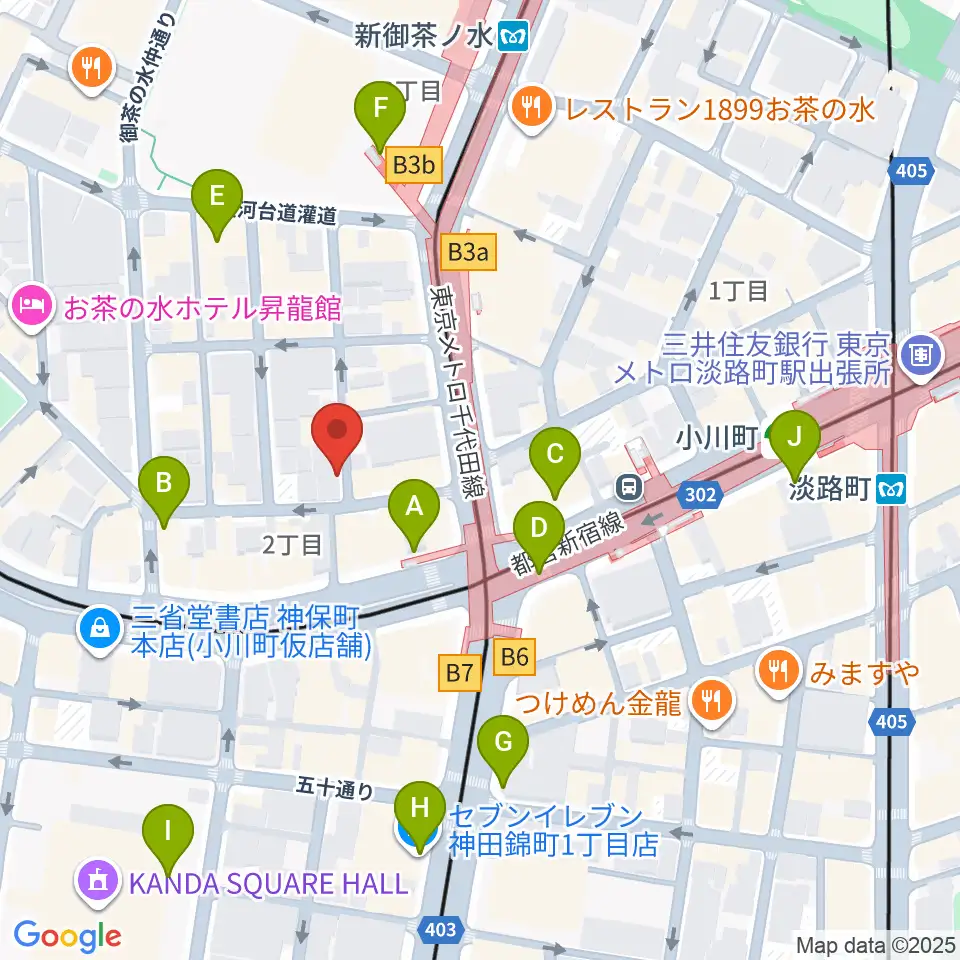 ウッドマンお茶の水店周辺のコンビニエンスストア一覧地図