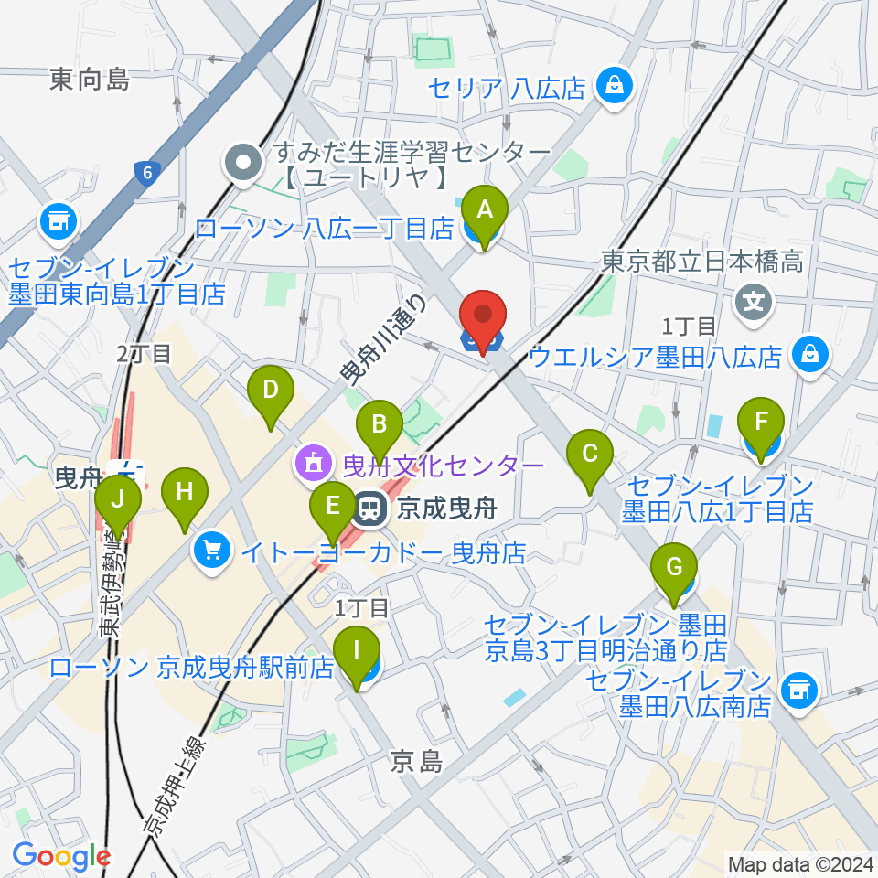 MAT音楽教室 曳舟第二教室周辺のコンビニエンスストア一覧地図