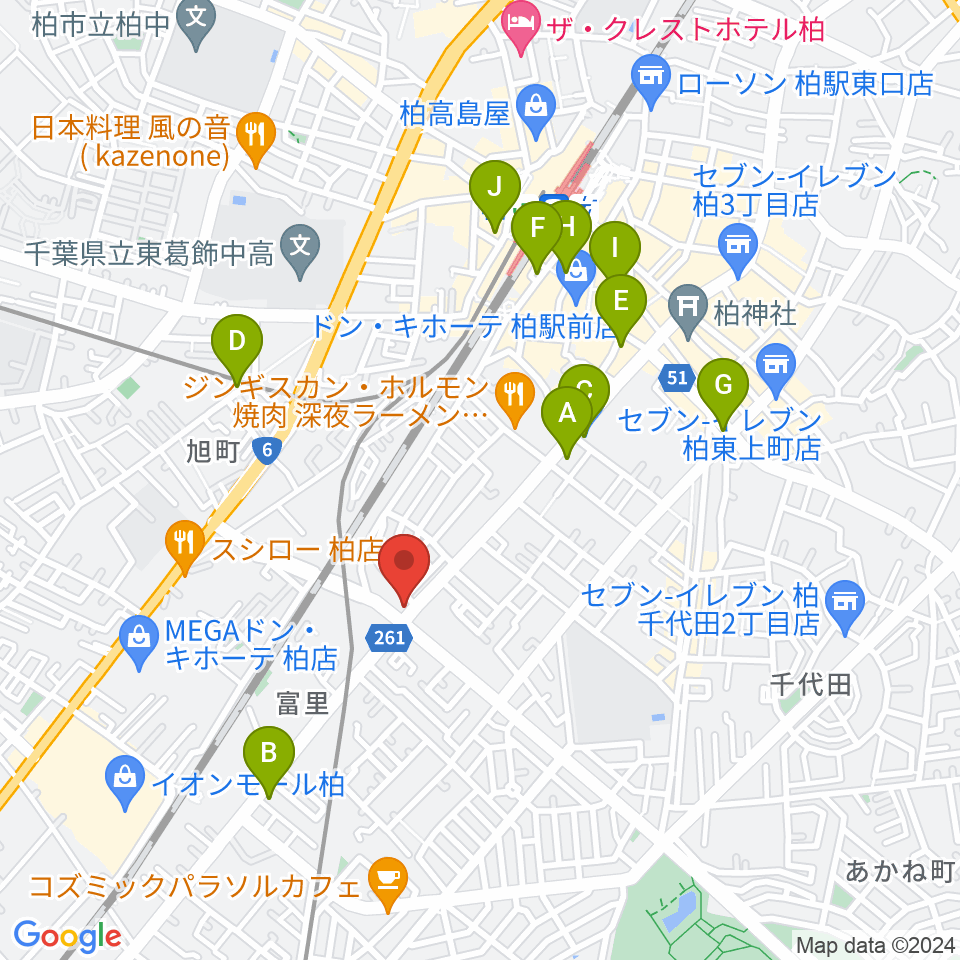 サウンドスタジオＭ 柏店周辺のコンビニエンスストア一覧地図