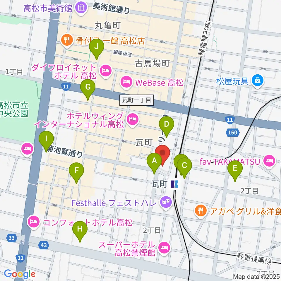 高松モンスター周辺のコンビニエンスストア一覧地図