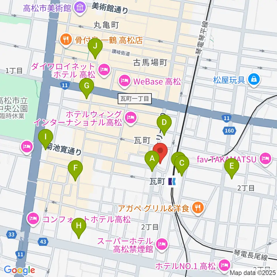 高松モンスター周辺のコンビニエンスストア一覧地図