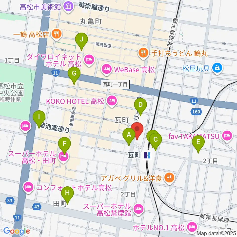 高松モンスター周辺のコンビニエンスストア一覧地図