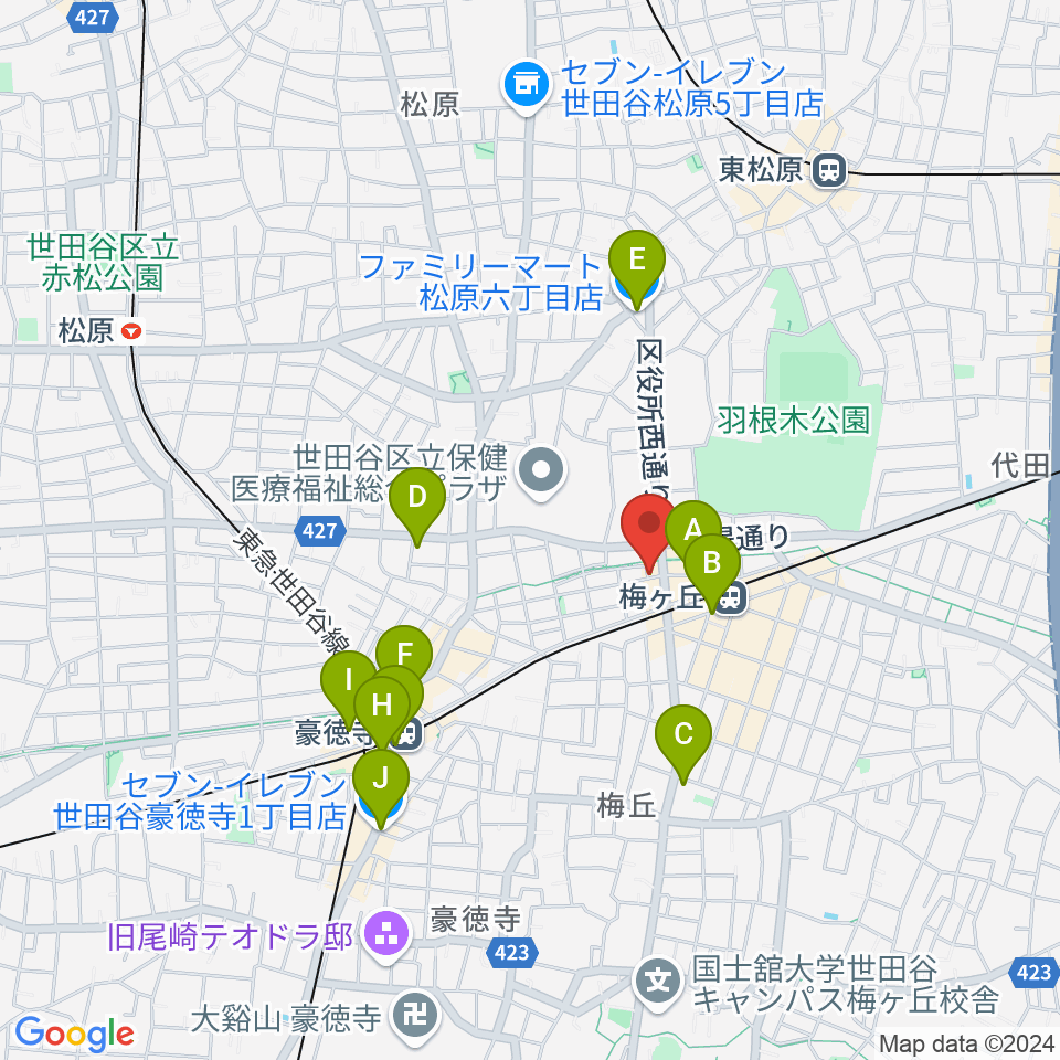 弦遊亭周辺のコンビニエンスストア一覧地図