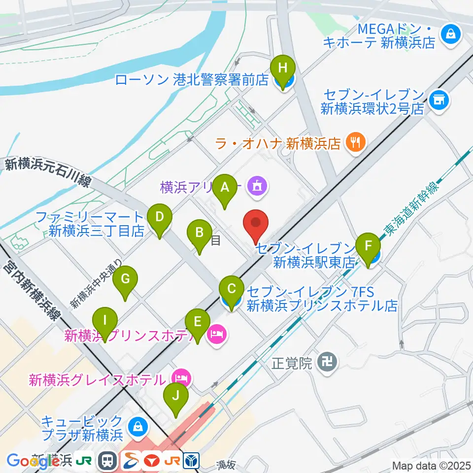 Mugic Piano Studio新横浜周辺のコンビニエンスストア一覧地図