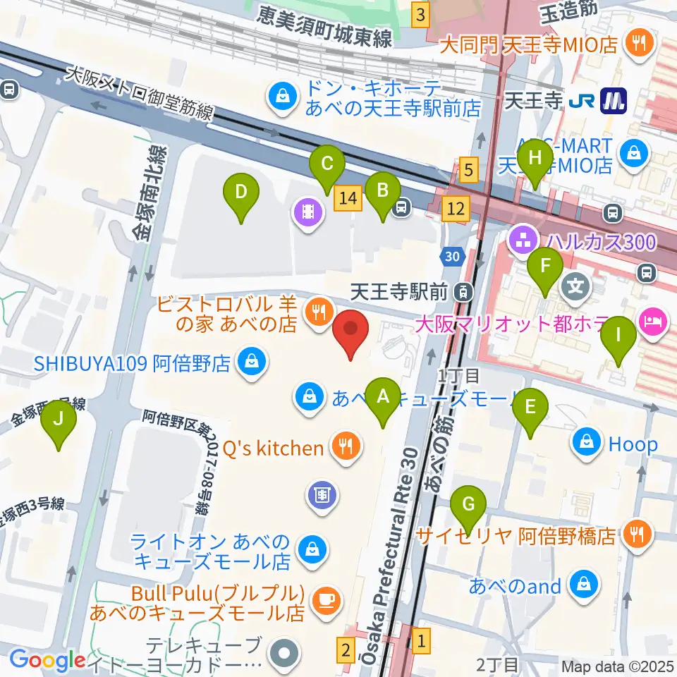 阿倍野ROCKTOWN周辺のコンビニエンスストア一覧地図