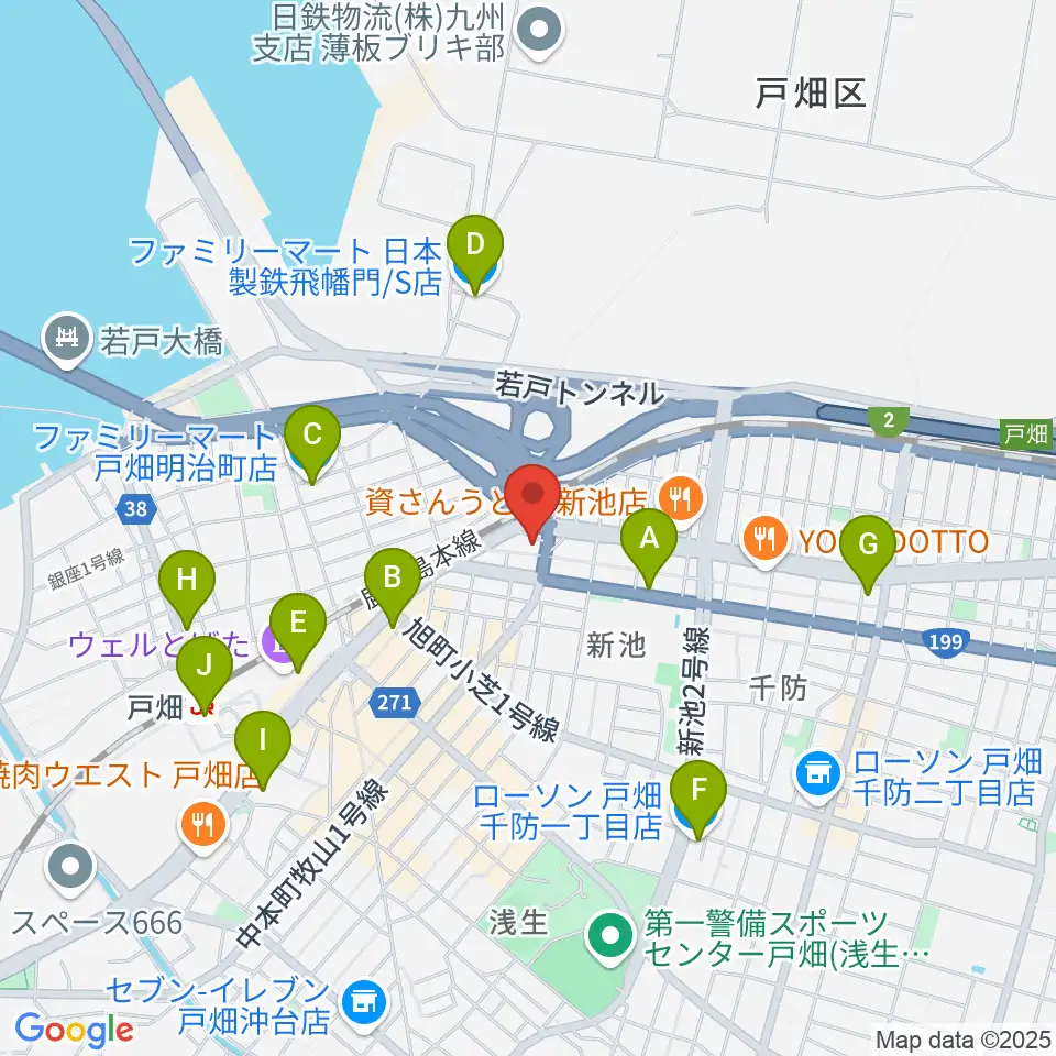 スタジオ アビーロード戸畑店周辺のコンビニエンスストア一覧地図
