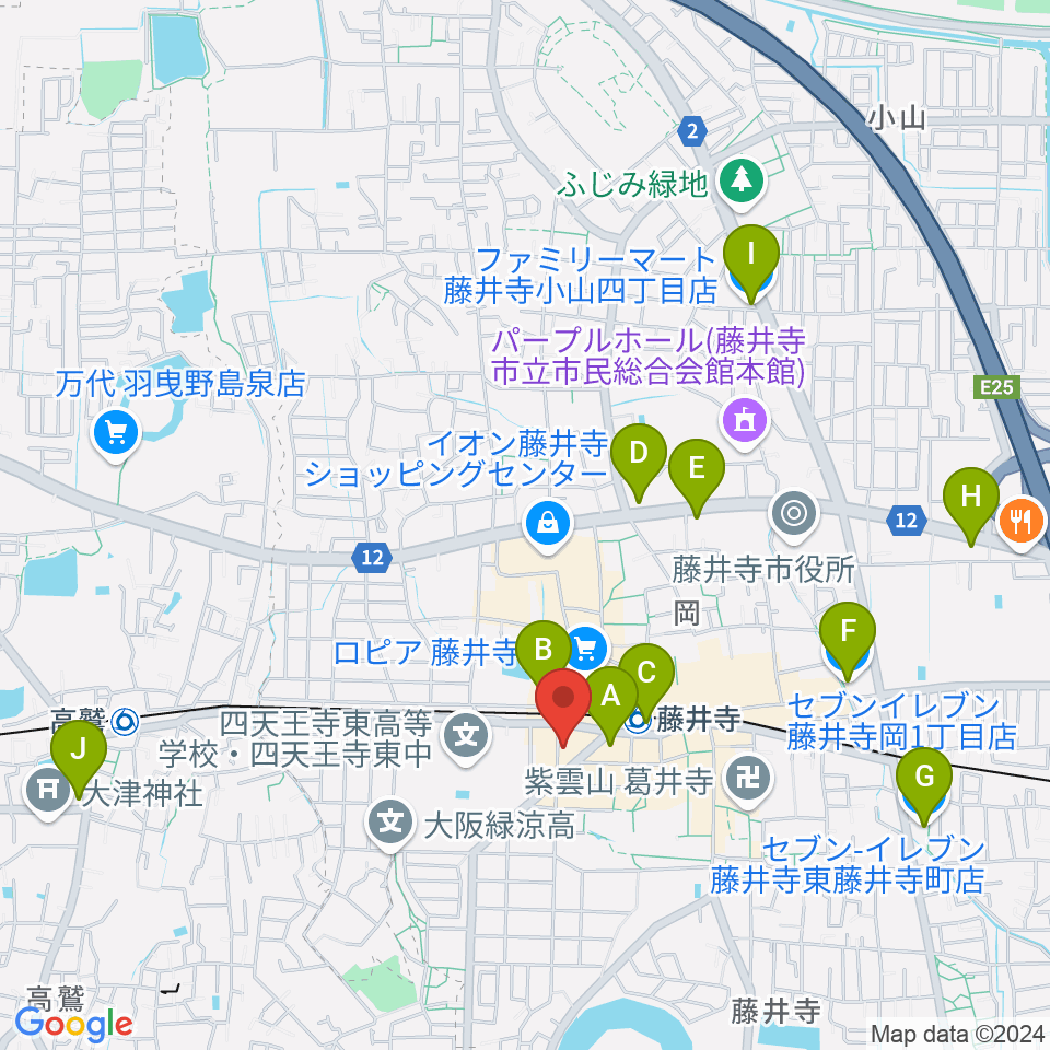 藤井寺JAMJAM周辺のコンビニエンスストア一覧地図