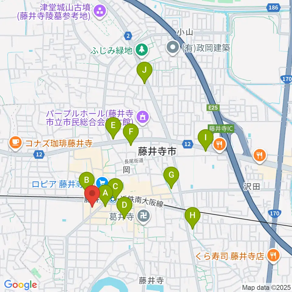 藤井寺JAMJAM周辺のコンビニエンスストア一覧地図