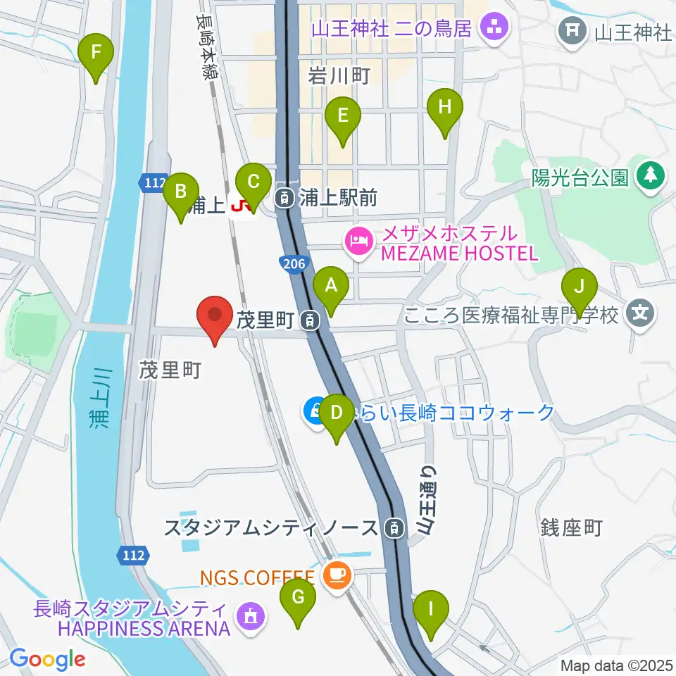 ベネックス長崎ブリックホール周辺のコンビニエンスストア一覧地図