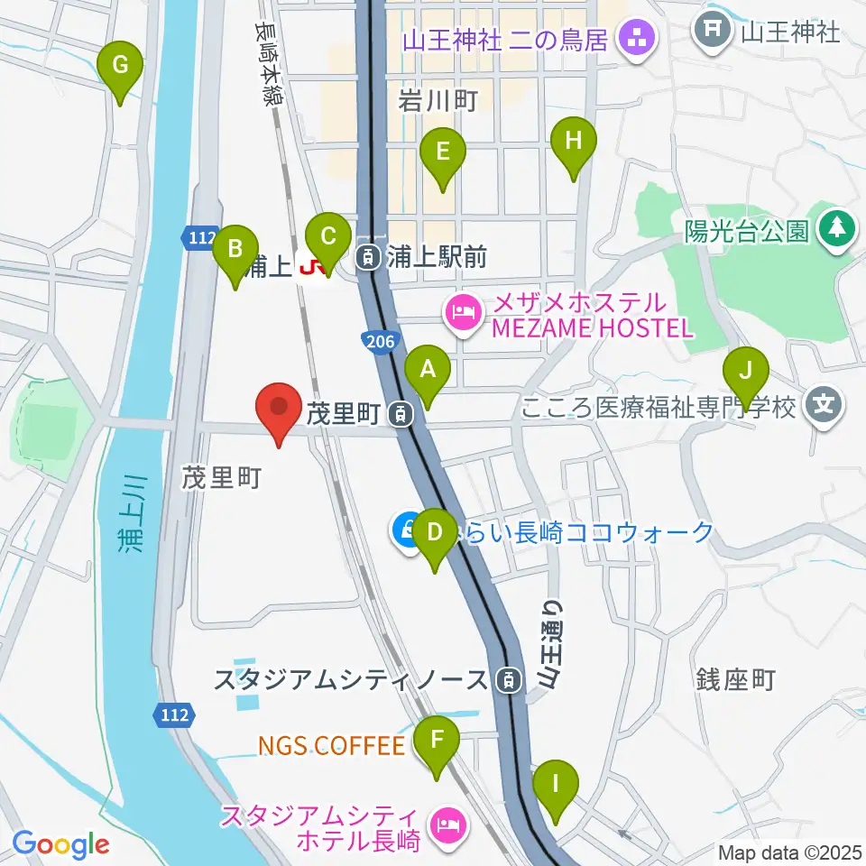 ベネックス長崎ブリックホール周辺のコンビニエンスストア一覧地図