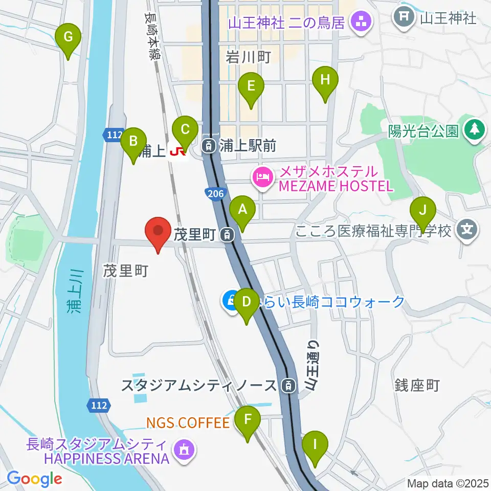 ベネックス長崎ブリックホール周辺のコンビニエンスストア一覧地図