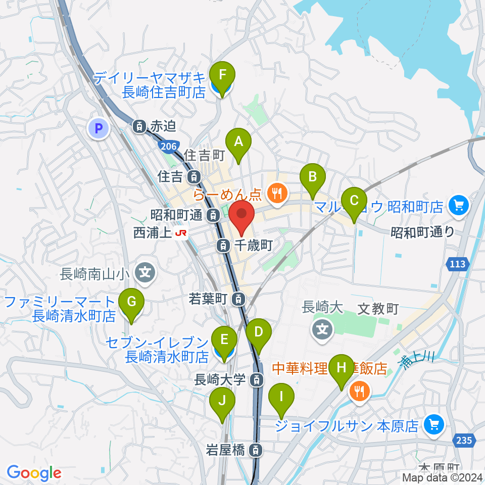 長崎市チトセピアホール周辺のコンビニエンスストア一覧地図