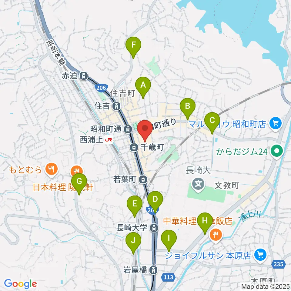 長崎市チトセピアホール周辺のコンビニエンスストア一覧地図