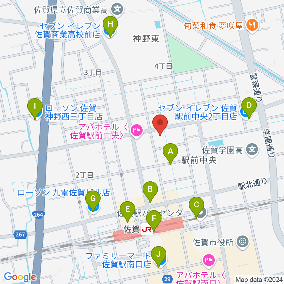 佐賀ガイルス周辺のコンビニエンスストア一覧地図